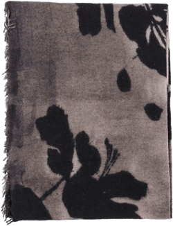 floral-print fringed scarf