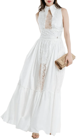 lace-insert maxi dress