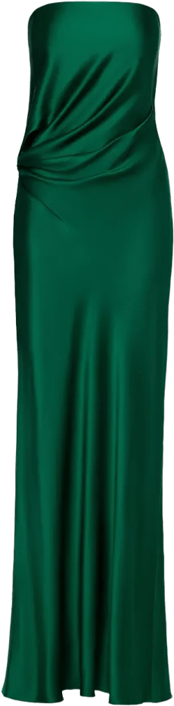 strapless silk maxi dress