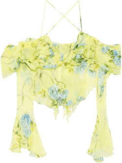 floral-print ruffled blouse
