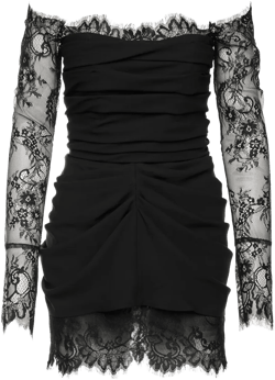 lace-trimmed draped mini dress