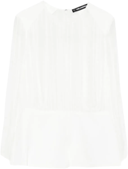 pleated-detail long-sleeve top