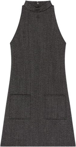 high-neck sleeveless dress