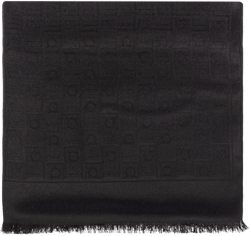 Ferragamo Women's Black Wool And Silk Jacquard Scarf