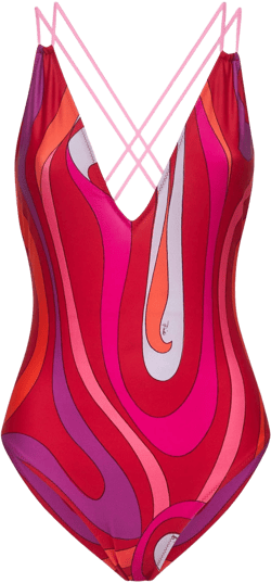 Emilio Pucci Women's Pink Marmo Print Lycra One-Piece Swimsuit