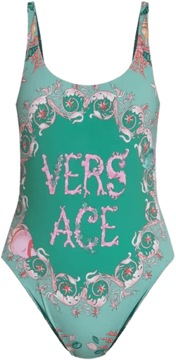 Versace Women's Green Logo-Print Swimsuit