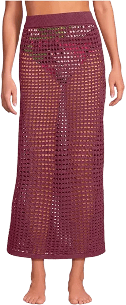 Lands' End Women's Cotton Open Knit Maxi Swim Cover-up Skirt