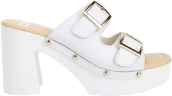Kenna Dual Buckle Strap Sandals In White