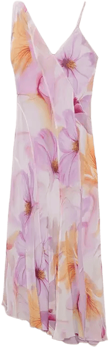 Women's Asymmetric Straps Floral Print Dress