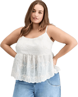 Trendy Plus Size Embroidered Babydoll Tank, Exclusively at Macy's