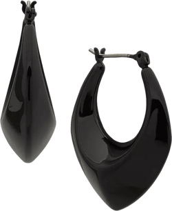 Pointed Puffy Medium Hoop Earrings, 1.18"