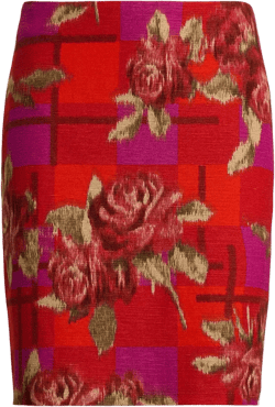 Women's Floral Linen-Cotton Pencil Miniskirt