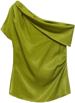 Women's Asymmetrical Neck Satin Blouse