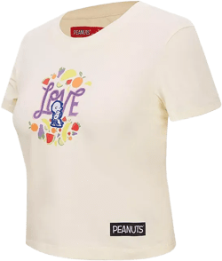 Freeze Max Women's Cream Peanuts Sweet Love Baby Doll Cropped T-Shirt
