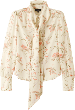 Silk Delicate Bloom Print Blouse + Tie - Size 4
