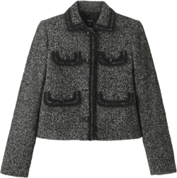 Salt And Pepper Fringe Tweed Jacket - Size 12
