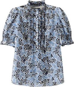 Silk Cotton Floral Print Blouse - Size 10