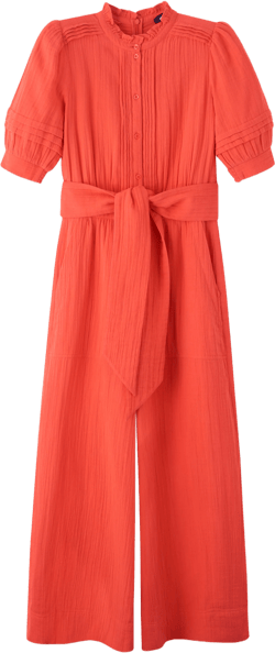 Cheesecloth Frill Detail Crop Jumpsuit + Belt - Size 10