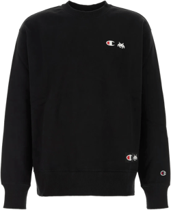 Graphic Print Ribbed Hem Cuffs Sweater In Black