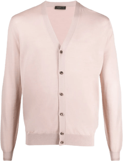 Buttoned Wool Cardigan In Pink