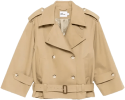 Beige Gabardine Trench Jacket In Neutral