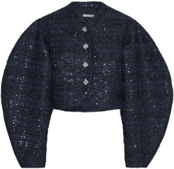 Womens Navy Vinetta Sequin-embellished Woven Jacket In Blue