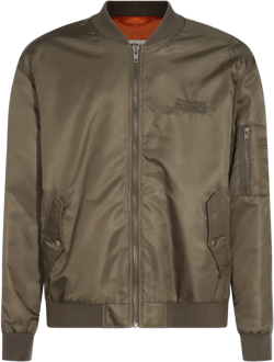 Denim Shirt Style Bomber Jacket In Green