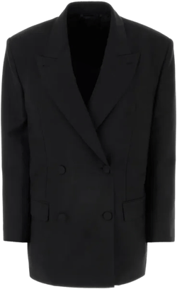 Women's Oversized Double Breasted Jacket In Black