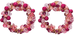 Cz Cluster Donut Earrings In Pink