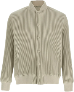 Ribbed Stand Collar Jacket In Brown
