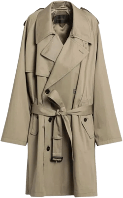 Beige Double-breasted Cotton Trench Coat In Brown