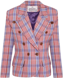 Stewart Jacket Viscose Tartan Red / Blue 46 Women