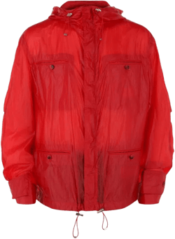 Hooded Windbreaker Jacket With Adjustable Drawstrings In Red