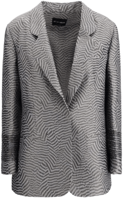 Striped Embroidered Lapel Blazer With Geometric Pattern In Multicolor