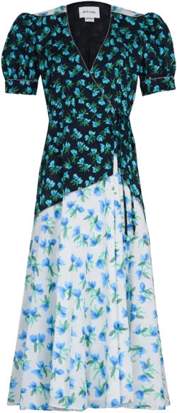 Luisa Short Sleeve Midi Wrap Dress In Blue