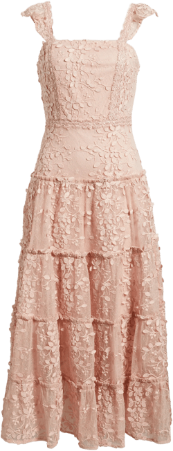 Chelsea28 3D Floral Lace Tiered Maxi Dress
