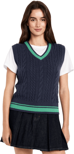 Wool-Blend Cable-Knit Vest | Old Navy