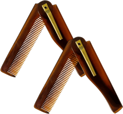 Men's Handmade Folding Pocket Comb, 6.69-Inch Amber Finish, Fine Tooth Comb for Hair, Beard, and Mustache Grooming