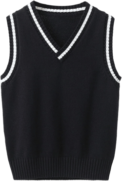 V Neck Knitted Vests for Boys Girls Sleeveless Sweater Vest Pullover Knitwear Crop Tops Kids School Uniform Clothes
