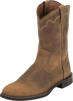 Justin Jeb 10" Roper Mens Western Boots, Premium Leather, Classic Style, Durable Construction, Comfortable Fit 7 Tan Apache