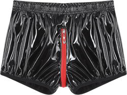 Men's Wet Look Latex PVC Leather Shorts Swimsuits Bulge Pouch Boxer Brief Club Hot Pants Black Large