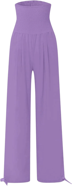 2025 Women's High Waist Pleated Wide Leg Pants Tummy Control Adjustable Leg Loose Flowy Slim Trousers Boho Beach Resort Wear : Sports & Outdoors