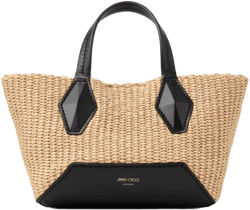 Diamond woven straw tote bag