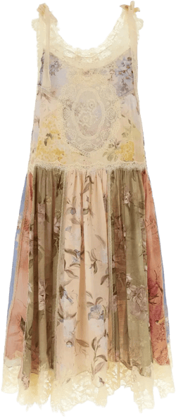 lace-trimmed floral dress