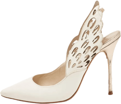 pre-owned Angelo leather wing-cutout pumps