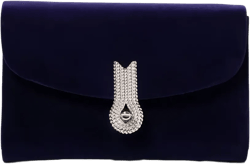 embellished-clasp velvet clutch bag