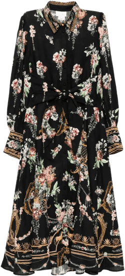 floral-print linen dress