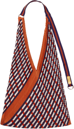 pleated striped-pattern tote bag