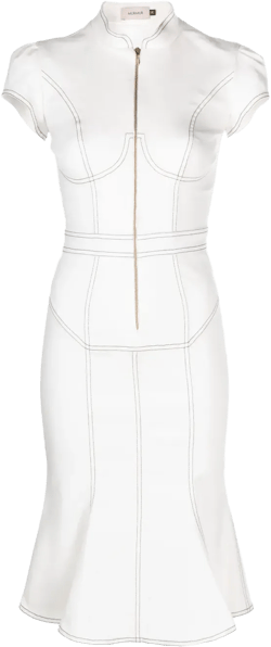 Underline contrast-stitching denim dress