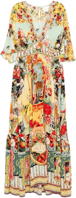 floral-print silk dress